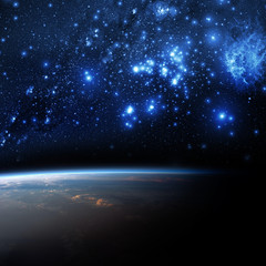 Earth and galaxy.