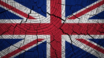 Fototapeta na wymiar United Kingdom Flag painted on old wood background