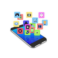 Touch screen mobile phone with colorful application icons,cell p