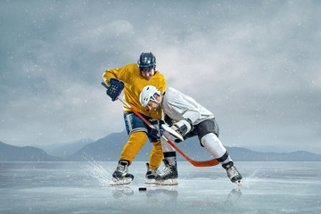 Ice hockey players on the ice