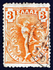 Postage stamp Greece 1901 Flying Hermes, Statue