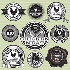labels with chicken and eggs