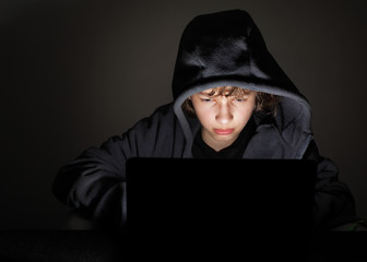 teenager play in computer game