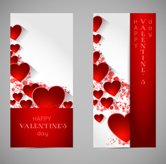 abstract valentine banners with heart and long shadow effect