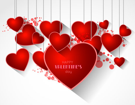 abstract valentine background with heart and long shadow effect
