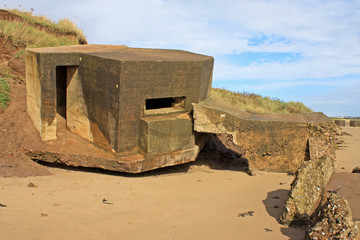 ruins of concrete bunker