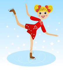 merry girl  goes for a drive in beautiful dress on skate