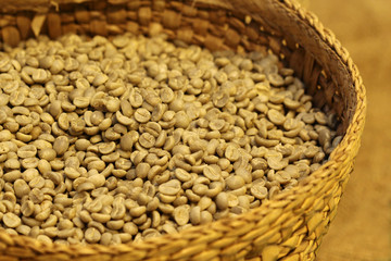 fresh coffee bean in basket