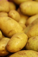 close up fresh potato in market