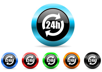 24h icon vector set