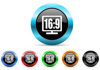 16 9 display  icon vector set