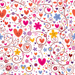 hearts & flowers floral pattern