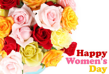 Beautiful bouquet of roses isolated on white