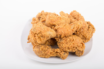 Fresh Plate of Fried Chicken on White Plate