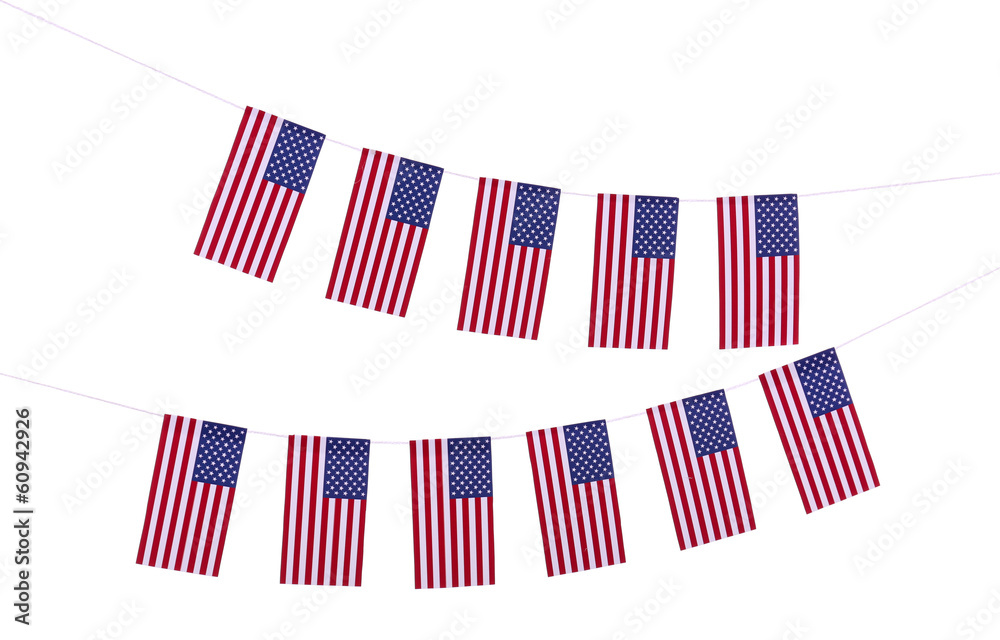 Wall mural Garland of flags isolated on white