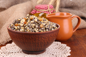 Bowl with kutia -  traditional Christmas sweet meal in Ukraine,
