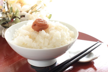 Japanese pearl rice and pickled plum