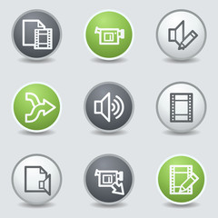 Fototapeta premium Audio video edit web icons, circle buttons