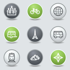 Travel web icons set 2, circle buttons