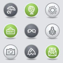 Travel web icons set 5, circle buttons