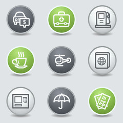 Travel web icons set 4, circle buttons