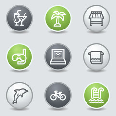 Vacation web icons, circle buttons