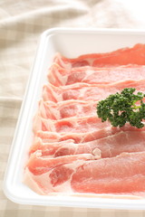 Japanese food ingredient, freshness sliced pork