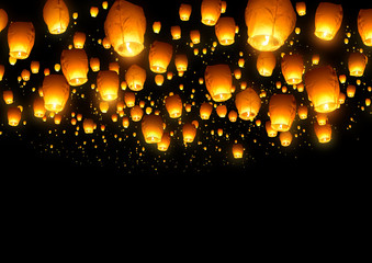 Chinese Fly Lanterns - obrazy, fototapety, plakaty