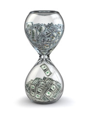 Time is money. Inflation. Hourglass and dollar.