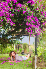 Beautiful girl in flowers