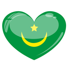 Mauretanien Herz Flagge Icon Button