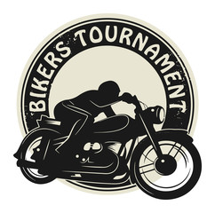 Fototapeta na wymiar Bikers Tournament label, vector illustration