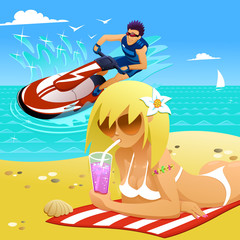 Relaxing on the beach