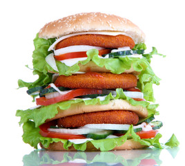 Huge burger, isolated on white