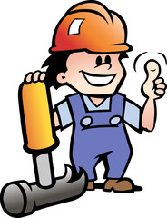 Fototapeta premium Hand-drawn Vector illustration of an Happy Mechanic or Handyman