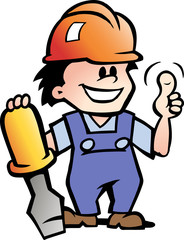 Hand-drawn Vector illustration of an Happy Mechanic Handyman
