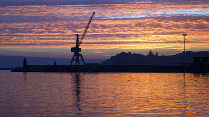 Sunset in the port