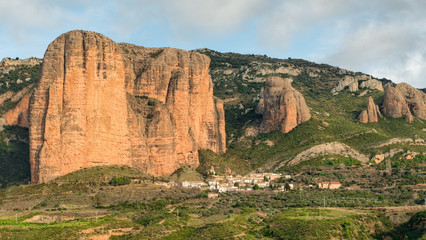 Plakat Krajobraz gór, Mallos de Riglos, Hiszpania
