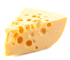 Piece of cheese, isolated on white