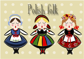 Traditional Polish Costume - Vector.