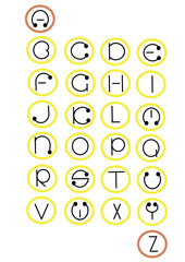Full alphabet in wheels - vector.