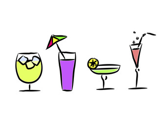 Different cocktails. Vector illustration