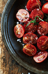 Cherry tomatoes with sea salt and black pepper