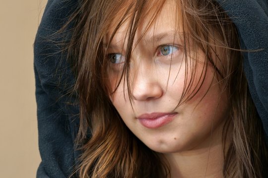 Portrait of a teenage girl in the hood