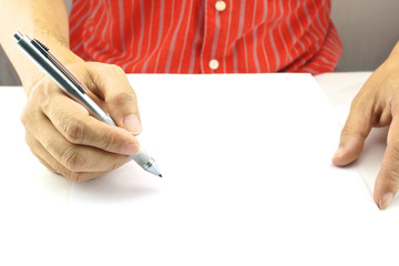 Man planning business on white paper
