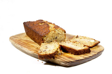 Freshly Baked Homemade Banana Bread On Cutting Board