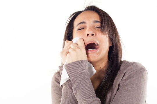 unhappy woman crying
