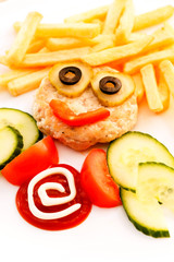 french fries with cutlet for kids menu