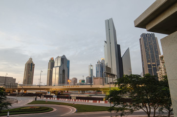 Fototapeta na wymiar Downtown of Dubai (United Arab Emirates) in the sunset