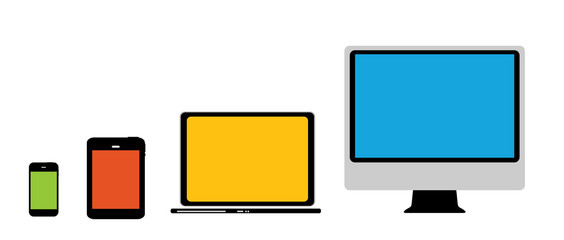 Computing Concept on Different Electronic Devices. Vector Illust